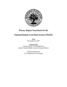 Privacy Impact Assessment for the National Student Loan Data System (NSLDS) [PDF]