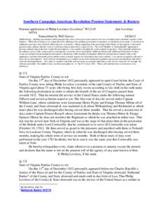 Southern Campaign American Revolution Pension Statements & Rosters Pension application of Philip Lovelace (Loveless) 1 W12145 f45VA Transcribed by Will Graves  Ann Lovelace