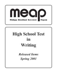 High School Test in Writing Released Items Spring 2001