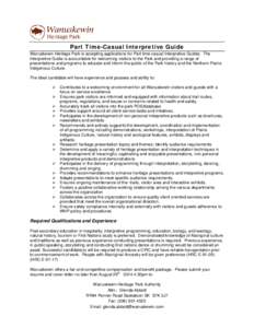 Microsoft Word - Wanuskewin PT-Casual Int Guide Posting