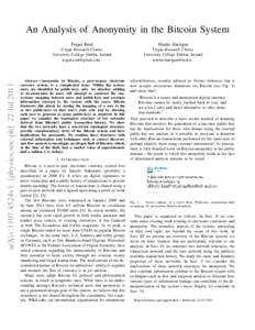 arXiv:1107.4524v1 [physics.soc-ph] 22 JulAn Analysis of Anonymity in the Bitcoin System Fergal Reid  Martin Harrigan