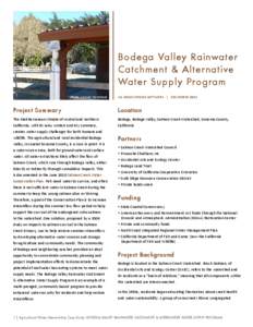Bodega Valley Rainwater Catchment & Alternative Water Supply Program Photo: Lauren Hammack  AG INNOVATIONS NETWORK | DECEMBER 2013