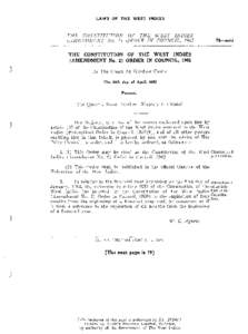 LAWS OF THE WEST INDIES  THE CONSTITCTION OF THE WEST INDIES (AMENDMFNT No. 2) ORDER IN COUNCIL, xvii