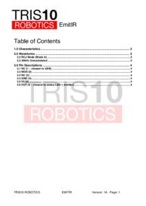 EmitIR Table of Contents 1.0 Characteristics ............................................................................................................. 2 2.0 Waveforms .................................................