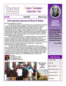 STUDENT GOVERNMENT ASSOCIATION NEWS Spring 2014 SGA NEWS