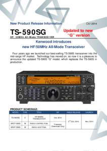 New Product Release Information  TS-590SG Oct 2014