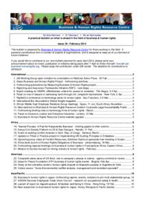 On the Horizon ▪ A l’Horizon ▪ En el Horizonte A practical bulletin on what is ahead in the field of business & human rights Issue 34 - February 2014 This bulletin is prepared by Business & Human Rights Resource Ce