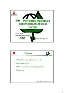 Agroscope Switzerland IPM – Principles, objectives and implementation in Europe