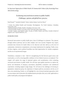 Pronyk et al. Evaluating Structural Interventions  Not for citation or circulation In: Structural Approaches in Public Health, M. Sommer & R. Parker (eds), Routledge Pressforthcoming)
