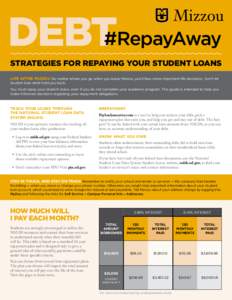 DEBT#RepayAway  Strategies for repaying your student loans LIFE AFTER MIZZOU No matter where you go when you leave Mizzou, you’ll face some important life decisions. Don’t let student loan debt hold you back. You mus