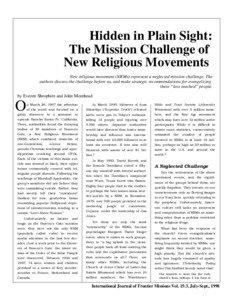 Hidden in Plain Sight: The Mission Challenge of New Religious Movements