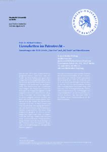 23. Juni 2014, 18 Uhr c.t.  Humboldt-Universität zu Berlin Josef Kohler-Institut für Immaterialgüterrecht