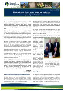 September[removed]RDA Great Southern WA Newsletter empowering local solutions Executive Officer Update We are pleased to provide the September edition of our RDA