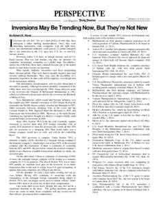 THURSDAY, AUGUST 14, 2014  Inversions May Be Trending Now, But They’re Not New By Robert W. Wood  I