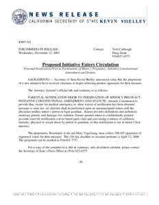 KS03:101 FOR IMMEDIATE RELEASE Wednesday, November 12, 2003 Contact: