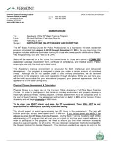 Criminal Justice Training Council Vermont Police Academy 317 Sanatorium Road Pittsford, VT[removed]www.vcjtc.state.vt.us