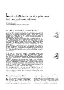 Le rat noir (Rattus rattus) et la peste dans l’occident antique et médieval. F. Audoin-Rouzeau