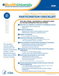 Stage 1 Medicare  EHR  Incentive Program: Participation Checklist