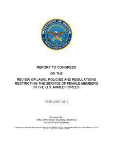 REPORT TO CONGRESS ON THE REVIEW OF LAWS, POLICIES AND REGULATIONS
