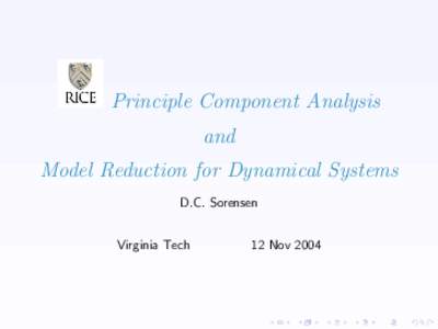 Functional analysis / Multivariate statistics / Control theory / Singular value decomposition / Principal component analysis / Sorensen / Projection / State space / Algebra / Linear algebra / Mathematics