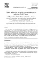 Atmospheric Research 57 Ž[removed]–212 www.elsevier.comrlocateratmos Water production in an ancient sarcophagus at Arles-sur-Tech žFrance/ D. Beysens a,b,) , M. Muselli c , J.-P. Ferrari d , A. Junca b