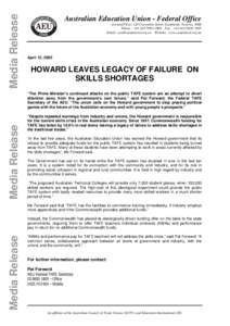 Microsoft Word - Howard Government fails on skills shortages.doc