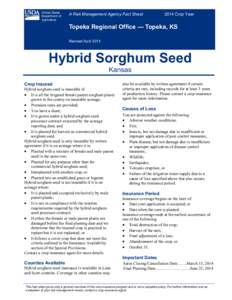 Topeka Regional Office Kansas Hybrid Sorghum Seed Fact Sheet
