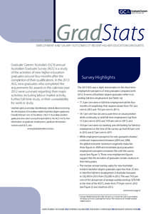 GradStats DECEMBER 2013 EMPLOYMENT AND SALARY OUTCOMES OF RECENT HIGHER EDUCATION GRADUATES  Graduate Careers Australia’s (GCA) annual