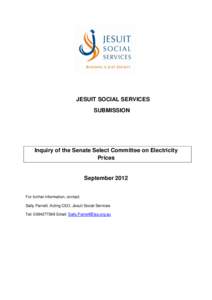 JESUIT SOCIAL SERVICES SUBMISSION Inquiry of the Senate Select Committee on Electricity Prices