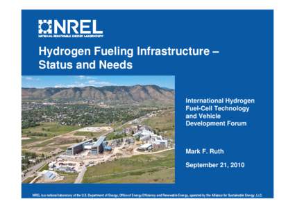 Sustainability / Hydrogen technologies / Hydrogen infrastructure / Emerging technologies / Green vehicles / Hydrogen vehicle / Hydrogen station / National Renewable Energy Laboratory / Fuel cell / Energy / Technology / Hydrogen economy