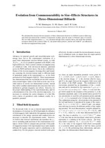 Brazilian Journal of Physics, vol. 34, no. 2B, June, Evolution from Commensurability to Size–Effects Structures in Three–Dimensional Billiards