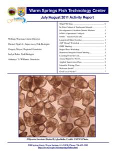Warm Springs Fish Technology Center Monthly Activity Report for July-August 2011