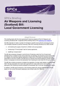 Air Weapons and Licensing (Scotland) Bill: Local Government Licensing