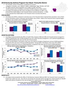 2010 Kentucky Asthma Program Fact Sheet- Pennyrile District  The Pennyrile District of Kentucky is comprised of 9 counties: Livingston, Crittenden, Lyon, Caldwell, Hopkins, Muhlenberg, Trigg, Christian, and Todd  T