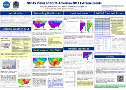 NLDAS Views of North American 2011 Extreme Events Hydrology Data and Information Services Center (HDISC) NASA Goddard Earth Sciences (GES) Data and Information Services Center (DISC) Help Desk: [removed].
