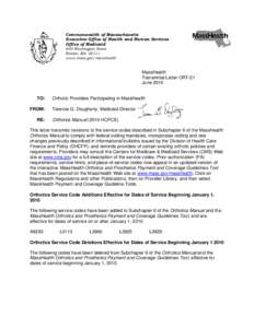 Commonwealth of Massachusetts Executive Office of Health and Human Services Office of Medicaid 600 Washington Street Boston, MA[removed]www.mass.gov/masshealth