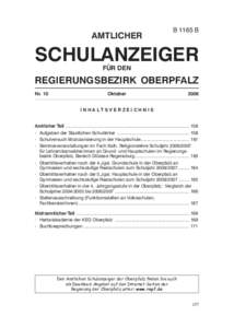 Schulanzeiger für den Regierungsbezirk Oberpfalz Nr.10/Oktober 2006