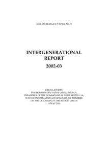 BUDGET PAPER No. 5  INTERGENERATIONAL REPORT
