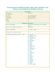Civil enforcement of intellectual property rights: public consultation on the efficiency of proceedings and accessibility of measures Introduction Creation date[removed]