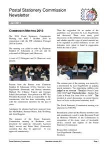 Postal Stationery Commission Newsletter Jan 2011 No. 5