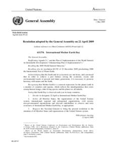 A/RESUnited Nations Distr.: General 1 May 2009