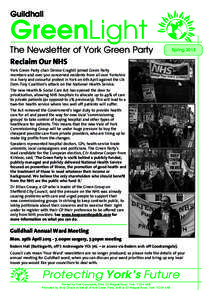Guildhall  GreenLight The Newsletter of York Green Party  Spring 2013