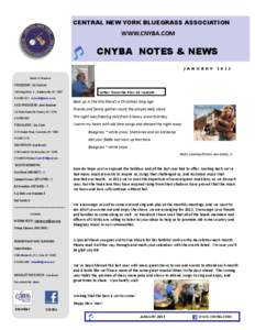 CENTRAL NEW YORK BLUEGRASS ASSOCIATION  WWW.CNYBA.COM CNYBA NOTES & NEWS J A N U A R Y