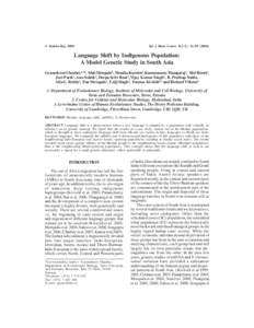 © Kamla-Raj[removed]Int J Hum Genet, 8(1-2): [removed]Language Shift by Indigenous Population: A Model Genetic Study in South Asia