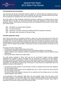 General Fact Sheet 2013 Water Price Review June[removed]The Essential Services Commission