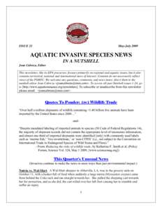 ISSUE 25  May-July 2009 AQUATIC INVASIVE SPECIES NEWS IN A NUTSHELL