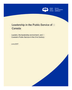 Public administration / Human resource management / Public Service of Canada / Leadership studies / Privy Council Office / Deputy minister / Organizational culture / Leadership / Clerk of the Privy Council / Management / Government / Politics