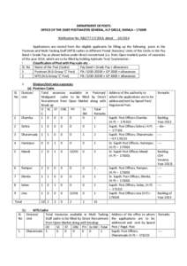 DEPARTMENT OF POSTS OFFICE OF THE CHIEF POSTMASTER GENERAL, H.P CIRCLE, SHIMLA – [removed]Notification No. R&E[removed]; dated[removed]
