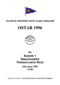 The ROYAL WESTERN YACHT CLUB of ENGLAND  OSTAR 1996 the