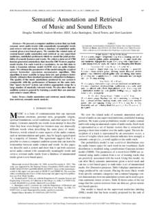 IEEE TRANSACTIONS ON AUDIO, SPEECH, AND LANGUAGE PROCESSING, VOL. 16, NO. 2, FEBRUARYSemantic Annotation and Retrieval of Music and Sound Effects